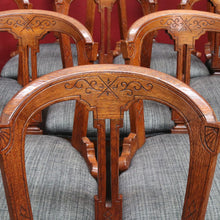 Load image into Gallery viewer, Antique English Oak Balloon Back Crest Dining or Kitchen Chairs Set of 10 Circa 1890. B13058
