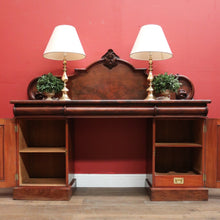 Load image into Gallery viewer, Antique English Mahogany Twin Pedestal Sideboard with Three Drawers and Backboard. B12349
