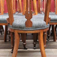 Load image into Gallery viewer, Antique English Oak Balloon Back Crest Dining or Kitchen Chairs Set of 10 Circa 1890. B13058
