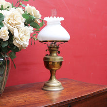 Load image into Gallery viewer, Antique Brass Duplex Oil Lamp with Milk Glass Shade and Chimney, c.1920s. B12656
