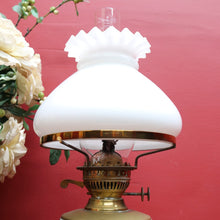 Load image into Gallery viewer, Antique Brass Duplex Oil Lamp with Milk Glass Shade and Chimney, c.1920s. B12656
