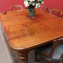 Load image into Gallery viewer, Antique English Oak Extending Dining Table with Joseph Fitter Winding Mechanism. B13057
