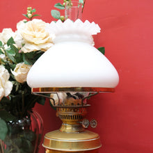 Load image into Gallery viewer, Antique Brass Duplex Oil Lamp with Milk Glass Shade and Chimney, c.1920s. B12656
