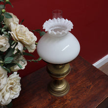 Load image into Gallery viewer, Antique Brass Duplex Oil Lamp with Milk Glass Shade and Chimney, c.1920s. B12656
