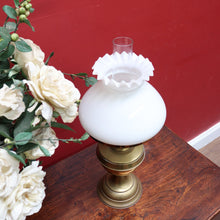 Load image into Gallery viewer, Antique Brass Duplex Oil Lamp with Milk Glass Shade and Chimney, c.1920s. B12656
