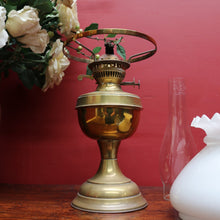 Load image into Gallery viewer, Antique Brass Duplex Oil Lamp with Milk Glass Shade and Chimney, c.1920s. B12656
