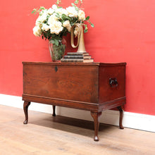 Load image into Gallery viewer, English Elm Blanket Box with Key, Original Paper Lining and Elegant Legs. B12661
