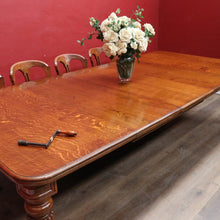 Load image into Gallery viewer, Antique English Oak Extending Dining Table with Joseph Fitter Winding Mechanism. B13057
