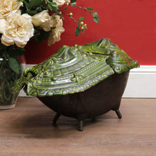 Load image into Gallery viewer, Antique French Cast Iron Coal Scuttle with Green Enamel Lid, Art Nouveau Era. B12665

