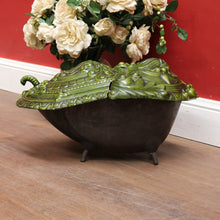 Load image into Gallery viewer, Antique French Cast Iron Coal Scuttle with Green Enamel Lid, Art Nouveau Era. B12665
