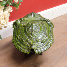 Load image into Gallery viewer, Antique French Cast Iron Coal Scuttle with Green Enamel Lid, Art Nouveau Era. B12665
