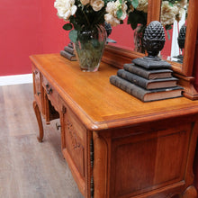 Load image into Gallery viewer, Vintage French Oak Three Panel Dressing Mirror with Carved Shell Detail. B12759
