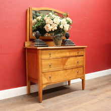 Load image into Gallery viewer, Australian Maple Dressing Table with Mirror and Three Drawers, Brass Handles. B12654
