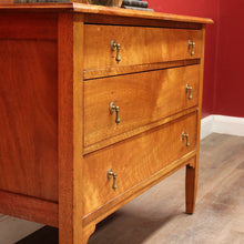 Load image into Gallery viewer, Australian Maple Dressing Table with Mirror and Three Drawers, Brass Handles. B12654
