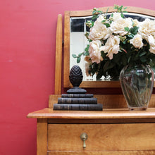 Load image into Gallery viewer, Australian Maple Dressing Table with Mirror and Three Drawers, Brass Handles. B12654
