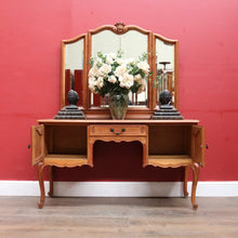Load image into Gallery viewer, Vintage French Oak Three Panel Dressing Mirror with Carved Shell Detail. B12759
