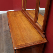 Load image into Gallery viewer, Vintage French Oak Three Panel Dressing Mirror with Carved Shell Detail. B12759
