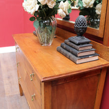 Load image into Gallery viewer, Australian Maple Dressing Table with Mirror and Three Drawers, Brass Handles. B12654
