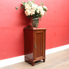Load image into Gallery viewer, Antique English Mahogany Bedside Cabinet with Scalloped Gallery. B13053
