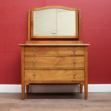 Load image into Gallery viewer, Australian Maple Dressing Table with Mirror and Three Drawers, Brass Handles. B12654
