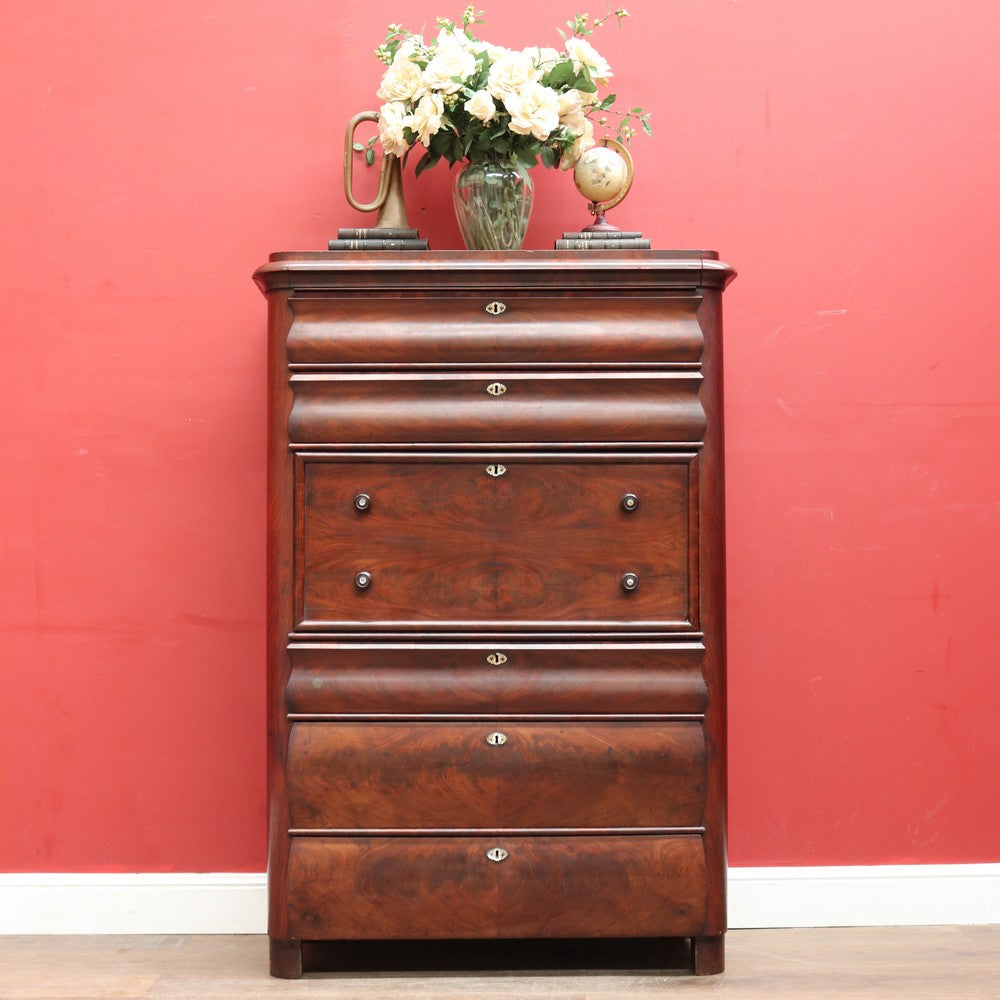 English Biedermeier Mahogany Secretaire Chest with Mother-of-Pearl Detail. B12650