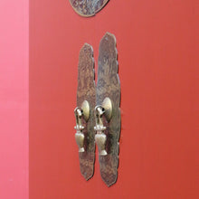 Load image into Gallery viewer, Vintage Chinese Style Red Lacquer Wedding Cabinet with Brass Medallion. B13075
