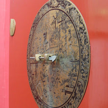 Load image into Gallery viewer, Vintage Chinese Style Red Lacquer Wedding Cabinet with Brass Medallion. B13075
