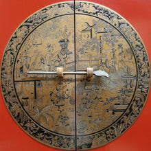 Load image into Gallery viewer, Vintage Chinese Style Red Lacquer Wedding Cabinet with Brass Medallion. B13075
