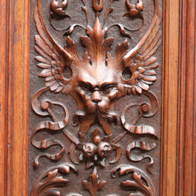 Load image into Gallery viewer, English Oak Sideboard with Carved Greenman Detail and Art Nouveau Handles. B12660
