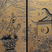 Load image into Gallery viewer, Vintage Chinese Style Red Lacquer Wedding Cabinet with Brass Medallion. B13075
