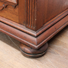 Load image into Gallery viewer, English Oak Sideboard with Carved Greenman Detail and Art Nouveau Handles. B12660

