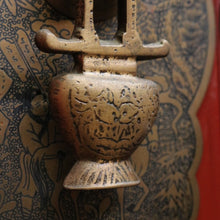Load image into Gallery viewer, Vintage Chinese Style Red Lacquer Wedding Cabinet with Brass Medallion. B13076
