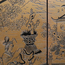 Load image into Gallery viewer, Vintage Chinese Style Red Lacquer Wedding Cabinet with Brass Medallion. B13076
