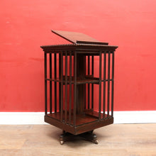 Load image into Gallery viewer, x SOLD Antique English Revolving Bookcase with Cast Iron Base and Lifting Bookrest. B12696
