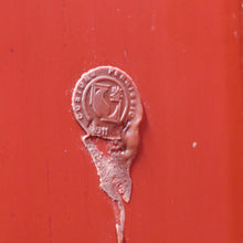 Load image into Gallery viewer, Vintage Chinese Style Red Lacquer Wedding Cabinet with Brass Medallion. B13076
