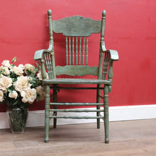 Load image into Gallery viewer, Antique English Painted Hall Chair in Sage Green and Duck Egg Blue. B13077
