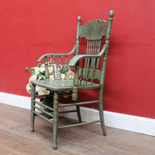 Load image into Gallery viewer, Antique English Painted Hall Chair in Sage Green and Duck Egg Blue. B13077
