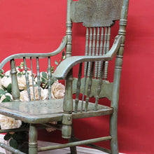 Load image into Gallery viewer, Antique English Painted Hall Chair in Sage Green and Duck Egg Blue. B13077
