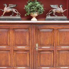 Load image into Gallery viewer, Antique English Walnut Sideboard with Panelled Doors and Brass Fittings. B12682
