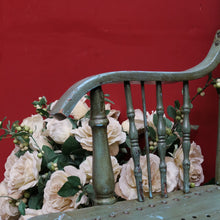 Load image into Gallery viewer, Antique English Painted Hall Chair in Sage Green and Duck Egg Blue. B13077
