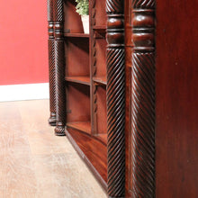 Load image into Gallery viewer, Antique William IV English Mahogany Open Library Bookcase with Spiral Columns. B13060
