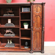 Load image into Gallery viewer, Antique William IV English Mahogany Open Library Bookcase with Spiral Columns. B13060
