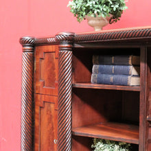 Load image into Gallery viewer, Antique William IV English Mahogany Open Library Bookcase with Spiral Columns. B13060
