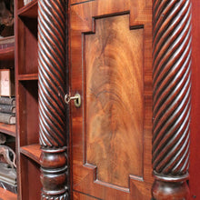 Load image into Gallery viewer, Antique William IV English Mahogany Open Library Bookcase with Spiral Columns. B13060
