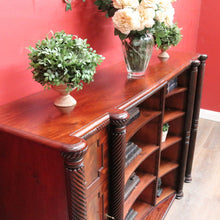 Load image into Gallery viewer, Antique William IV English Mahogany Open Library Bookcase with Spiral Columns. B13060
