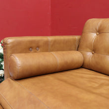 Load image into Gallery viewer, Vintage Tan Leather Three Seater Button Tufted Electric Recliner Lounge. B13084
