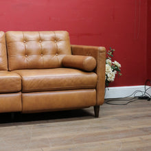 Load image into Gallery viewer, Vintage Tan Leather Three Seater Button Tufted Electric Recliner Lounge. B13084
