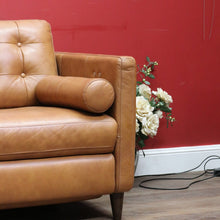 Load image into Gallery viewer, Vintage Tan Leather Three Seater Button Tufted Electric Recliner Lounge. B13084
