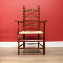 Load image into Gallery viewer, Set of Six Antique French Ladder Back Dining Chairs with Rush Seats. B12692
