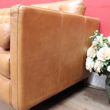Load image into Gallery viewer, Vintage Tan Leather Three Seater Button Tufted Electric Recliner Lounge. B13084
